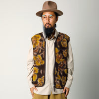 【Universal Works】FLOWER FLEECE ZIP GILET / Brown