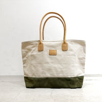 【HERITAGE LEATHER × AT.1011】Vintage Patches Day Tote / Natural × Olive Suede
