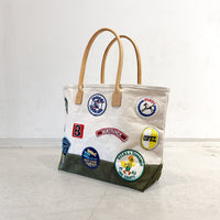 【HERITAGE LEATHER × AT.1011】Vintage Patches Day Tote / Natural × Olive Suede