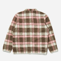 【Universal Works】CHECK FLEECE CARDIGAN / PINK