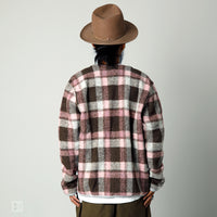 【Universal Works】CHECK FLEECE CARDIGAN / PINK