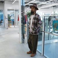【Universal Works】CHECK FLEECE CARDIGAN / PINK