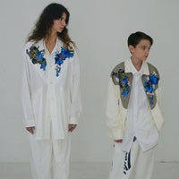 【71MICHAEL】APPLIQUE ZIP BLOUSON / WHITE