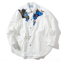 【71MICHAEL】APPLIQUE SHIRT COAT / WHITE