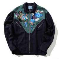 【71MICHAEL】APPLIQUE ZIP BLOUSON / NAVY