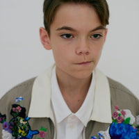 【71MICHAEL】APPLIQUE ZIP BLOUSON / WHITE