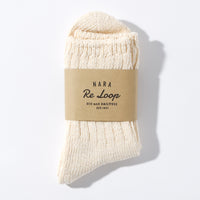 【RE LOOP】SLUB MIX リブクルーソックス / WHITE PLAIN