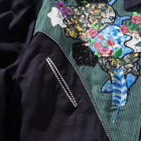 【71MICHAEL】APPLIQUE ZIP BLOUSON / NAVY