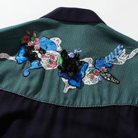 【71MICHAEL】APPLIQUE ZIP BLOUSON / NAVY