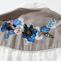 【71MICHAEL】APPLIQUE ZIP BLOUSON / WHITE