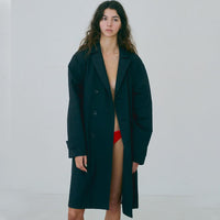 【71MICHAEL】RIB TRENCH COAT / BLACK