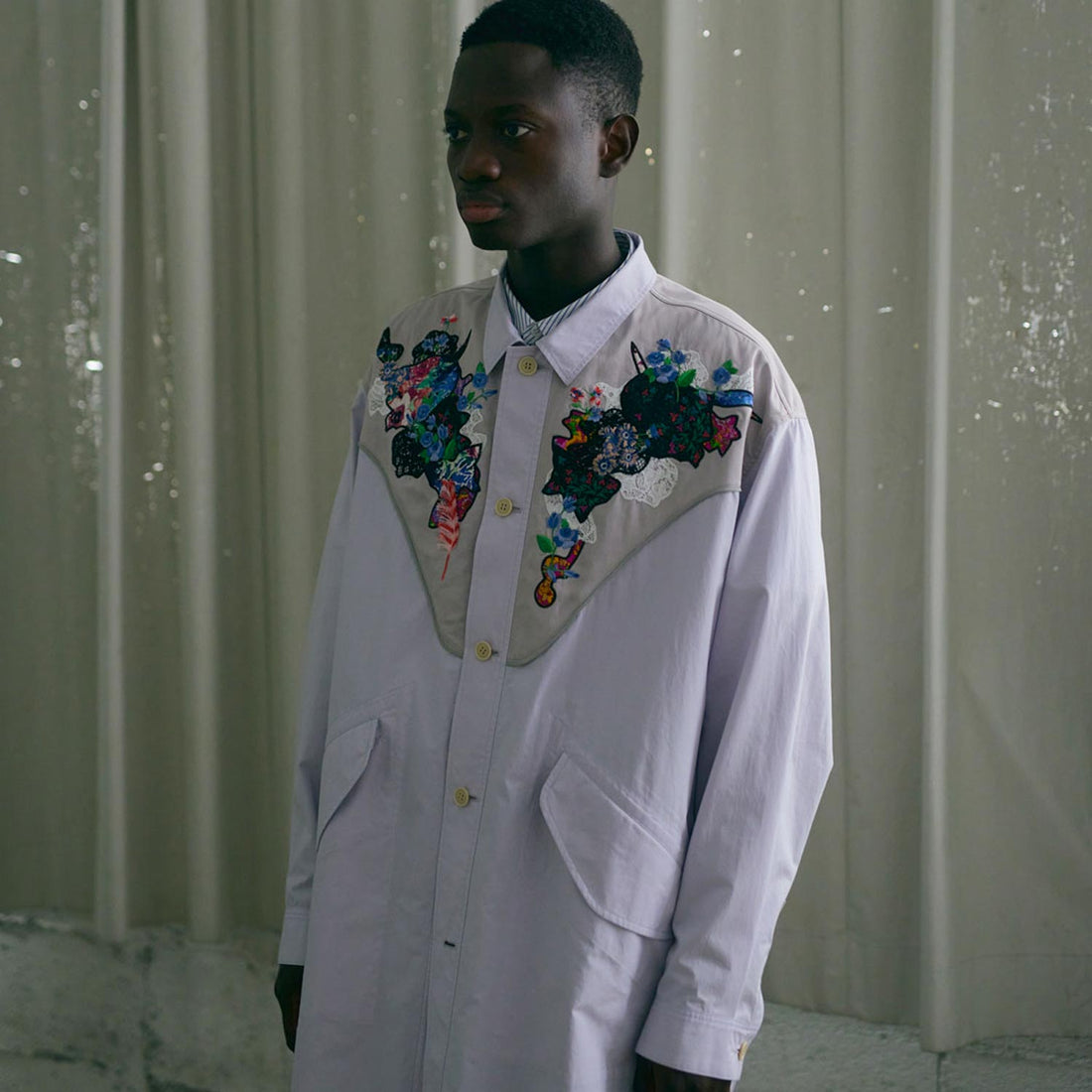 【71MICHAEL】APPLIQUE SHIRT COAT / WHITE