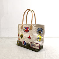 【HERITAGE LEATHER × AT.1011】Vintage Patches Day Tote / Natural × Olive Suede