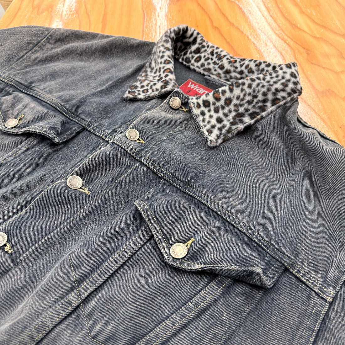 【Used & Vintage】【Wrangler HERO】レオパードカラー ブラックデニムジャケット
