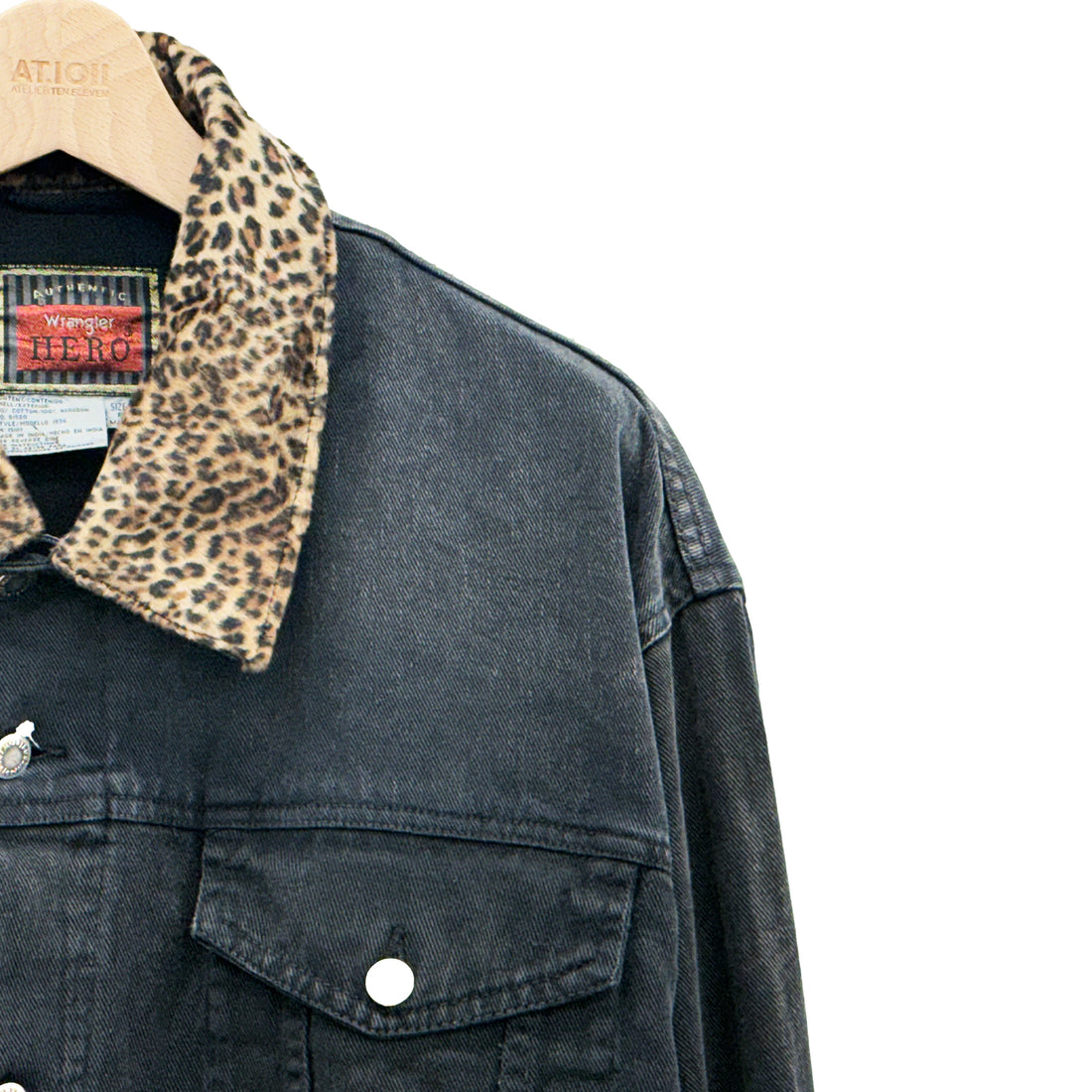 【Used & Vintage】【Wrangler HERO】レオパードカラー ブラックデニムジャケット