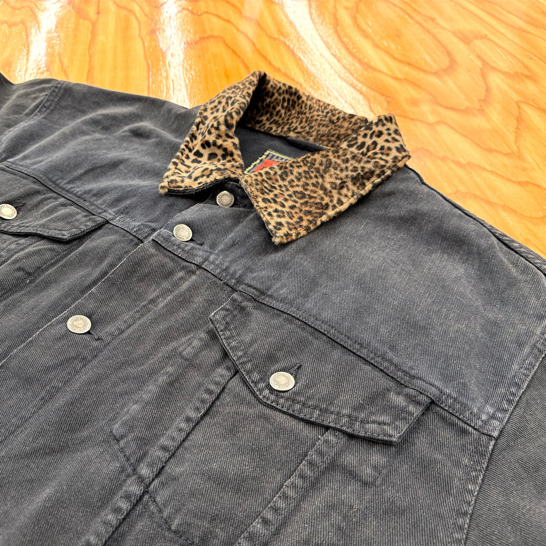 【Used & Vintage】【Wrangler HERO】レオパードカラー ブラックデニムジャケット