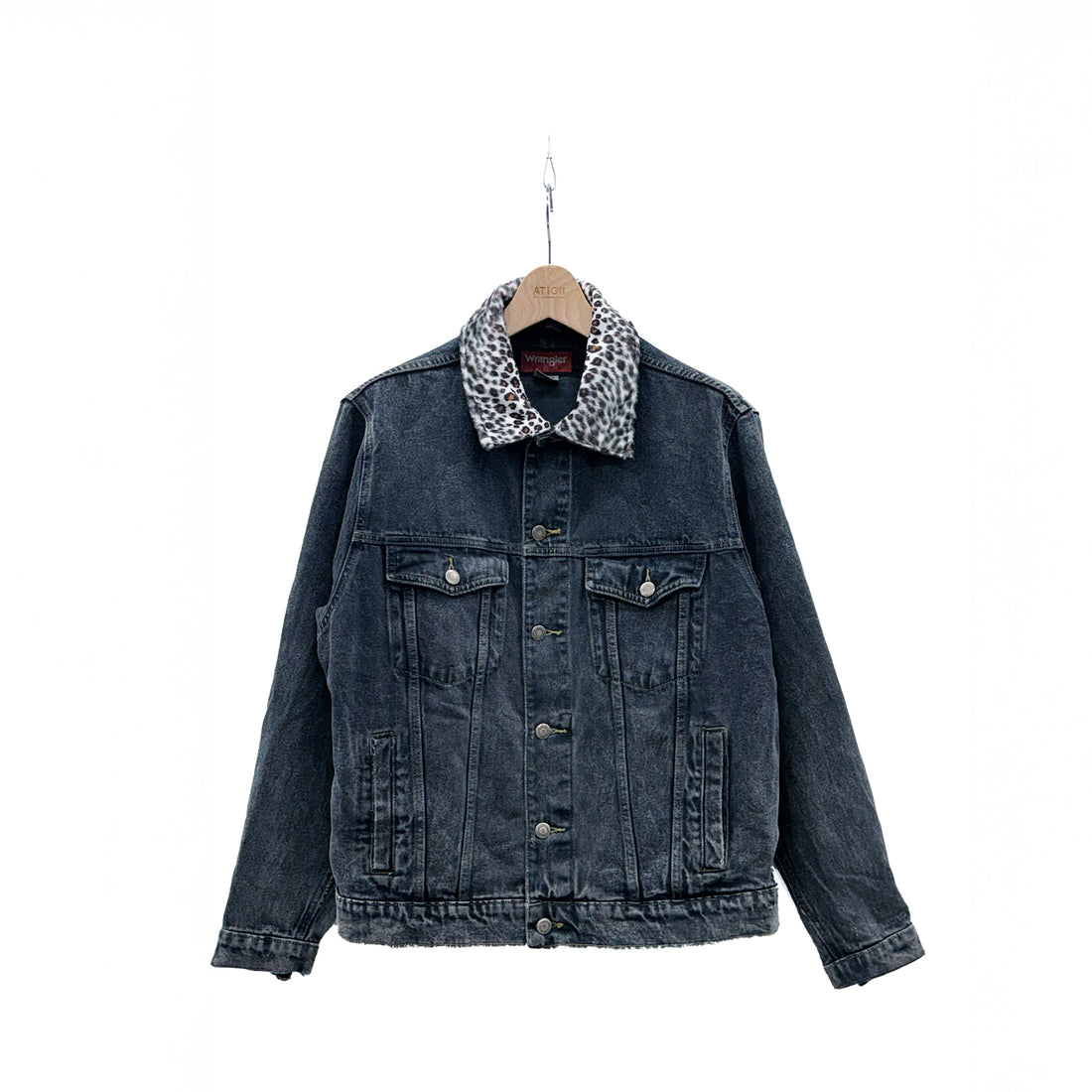 【Used & Vintage】【Wrangler HERO】レオパードカラー ブラックデニムジャケット