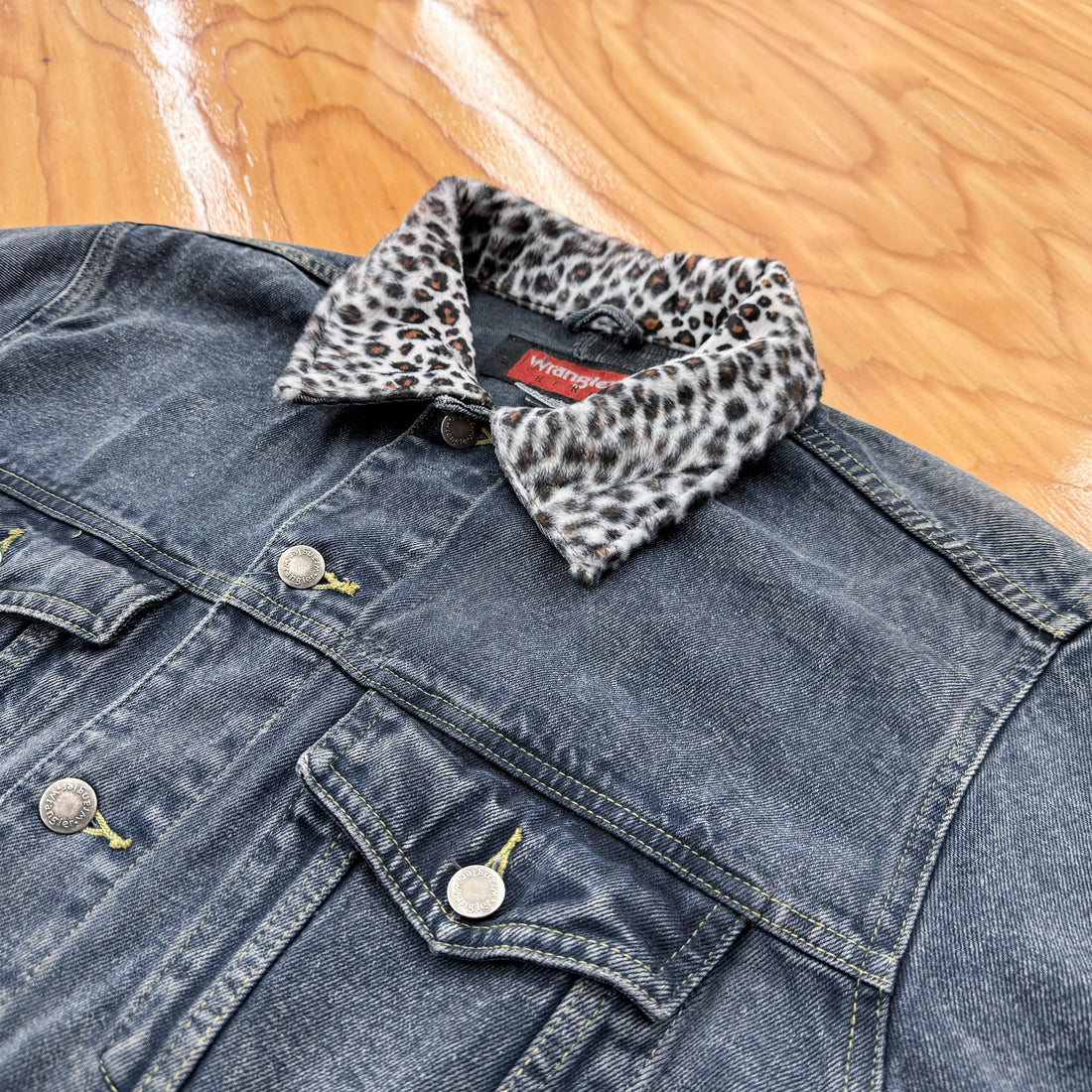 【Used & Vintage】【Wrangler HERO】レオパードカラー ブラックデニムジャケット