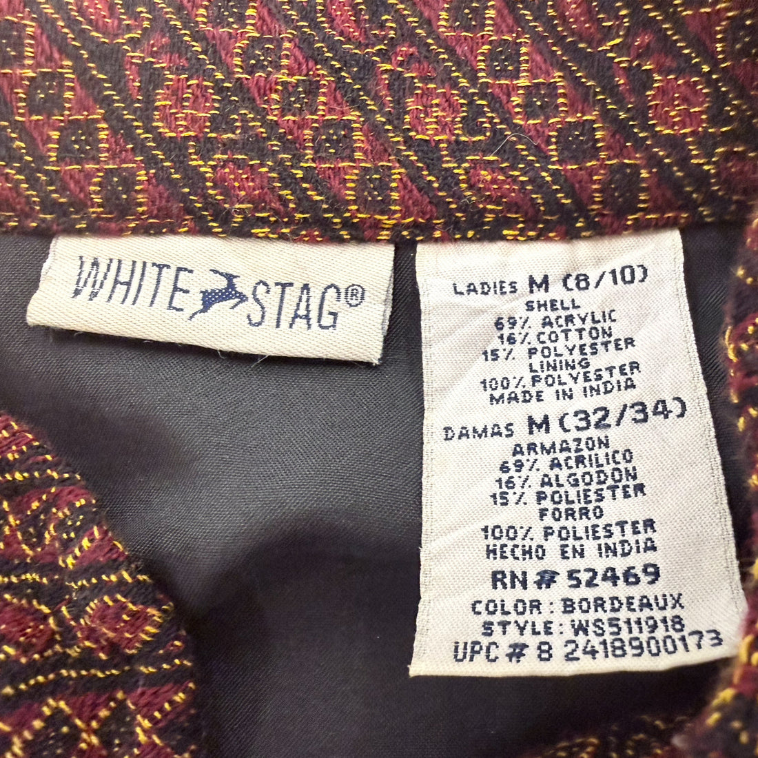 【Used & Vintage】【WHITE STAG】パッチワーク柄 タペストリーチャイナジャケット